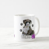 Brindleボクサーの子犬-白いボクサー犬 コーヒーマグカップ (正面右)