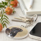 Brindleボクサー犬の地位 キーホルダー (正面右)