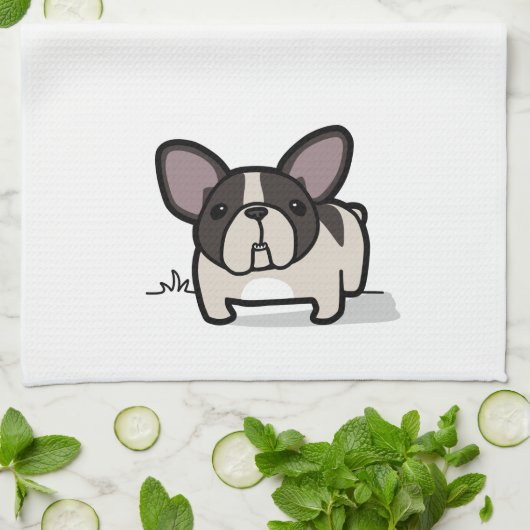 Brindle雑色のFrenchie キッチンタオル (折り畳み)