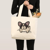 Brindle雑色のFrenchie ラージトートバッグ (正面(商品))