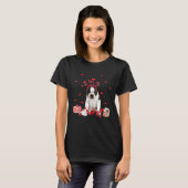 Brindle Boston Terrier With Heart Shape Valentine Tシャツ (正面フル)