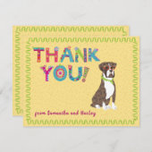 Brindle Boxerおもしろいカラフルフローラ文字 サンキューカード (正面/裏面)