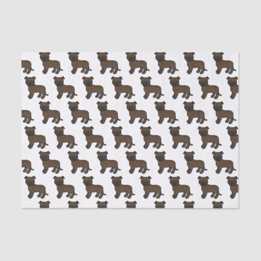 Brindle English Staffie Cute Cartoon Dog Pattern 薄葉紙 (正面)