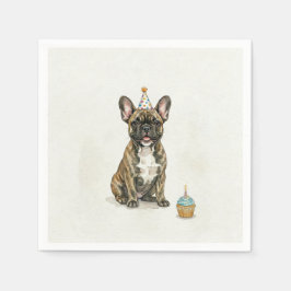 Brindle French Bulldog Birthday Party Hat Cupcake スタンダードカクテルナプキン