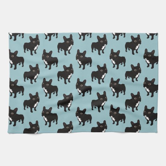 Brindle Frenchieは散歩するのを好みます キッチンタオル (横)