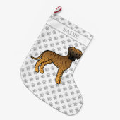 Brindle Great Dane Cute Cartoon Dog & Name ラージクリスマスストッキング (正面 (吊り時))