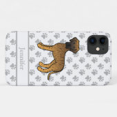 Brindle Great Dane Cute Cartoon Dog & Name Case-Mate iPhoneケース (裏面(横))