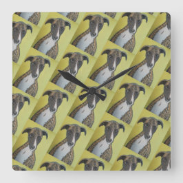 Brindle Greyhound Wall Clock スクエア壁時計