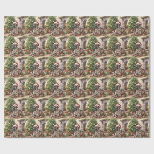 Brindle Mastiff Christmas Wrapping Paper ラッピングペーパー (フラット)
