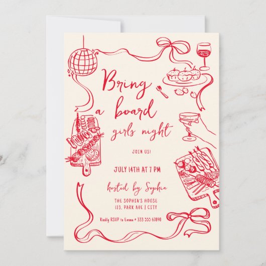 Bring a Board Girls Night Invitation 招待状 (正面)