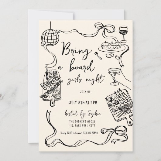 Bring a Board Girls Night Invitation 招待状 (正面)