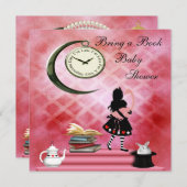 『Bring a Book』アリス＆ピンクフラミンゴベイビーシャワー 招待状 (正面/裏面)