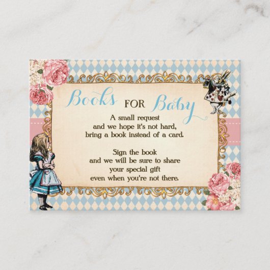 Bring a Book Alice in Wonderland Baby Shower Card プレイスカード (正面)