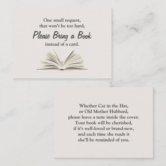 Bring a Book Baby Shower Book Request Insert エンクロージャーカード (正面/裏面)