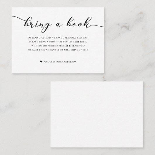 Bring a Book Baby Shower Enclosure白黒 名刺 (正面/裏面)