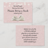 Bring a Book Baby Shower Pink Book Request Insert エンクロージャーカード (正面/裏面)