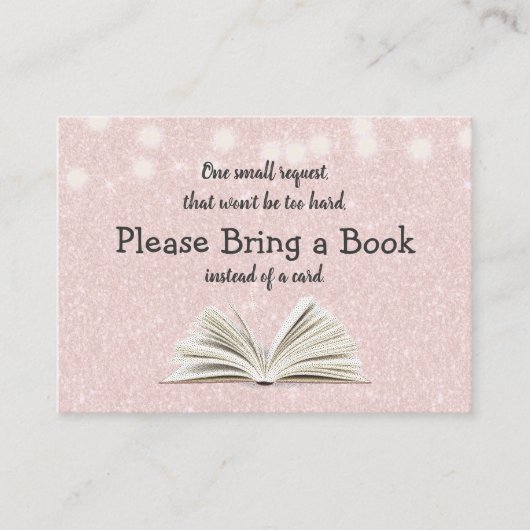 Bring a Book Baby Shower Pink Book Request Insert エンクロージャーカード (正面)
