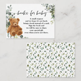 Bring a Book Bear Greenery赤ちゃんシャワー挿入カード プレイスカード