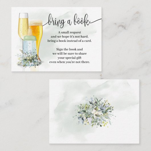 Bring a Book Bubbles緑の赤ちゃんシャワーインサート プレイスカード (正面/裏面)