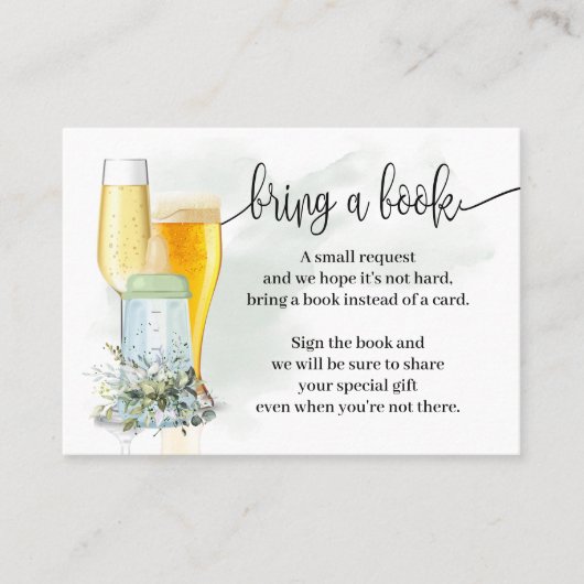 Bring a Book Bubbles緑の赤ちゃんシャワーインサート プレイスカード (正面)