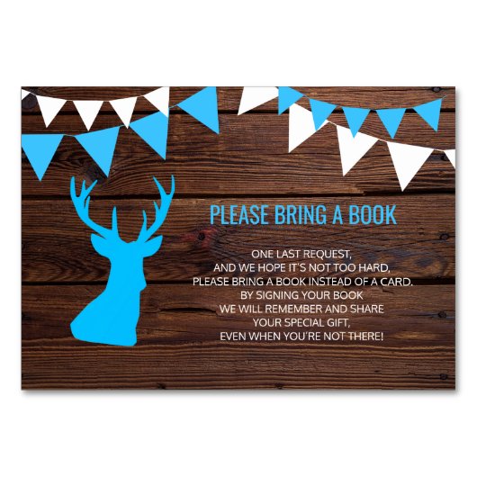 Bring a Book - Buck 素朴 Deer Baby Shower Cards テーブルナンバー (正面)