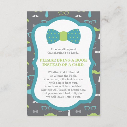 Bring a Book Card, Little Gentleman, Baby Shower エンクロージャーカード (正面)