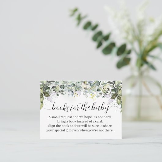 Bring a Book Greenery Baby Shower Insert Card プレイスカード (スタンド正面)