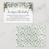 Bring a Book Greenery Baby Shower Insert Card プレイスカード (正面/裏面)