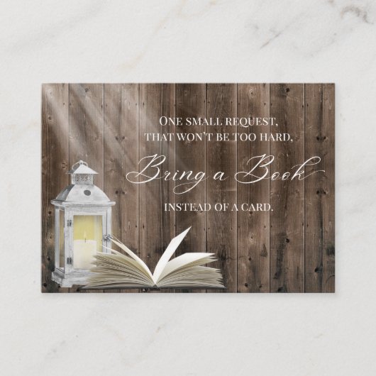 Bring a Book Lantern Wood Baby Shower エンクロージャーカード (正面)