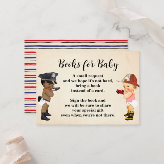Bring a Book Little Recruit Baby Shower Card プレイスカード (正面/裏面インサイチュ)