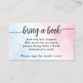 Bring a book, Pink and Blue Water color赤ちゃんシャワー エンクロージャーカード (正面)