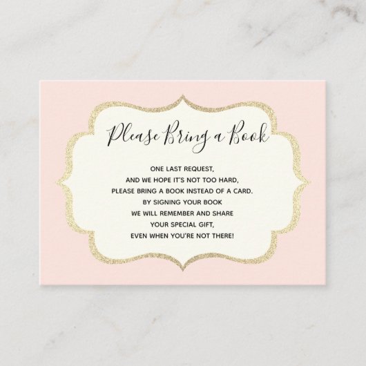 Bring a Book - Pink White Girl赤ちゃんシャワーカード エンクロージャーカード (正面)