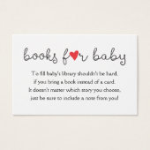 Bring a Book Request Cardベビーシャワー赤いハート (正面)