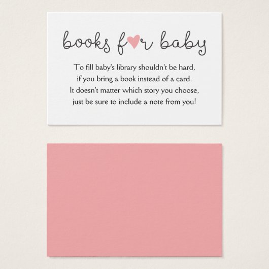 Bring a Book Request Card Baby Girl Shower Pink (正面&裏面)