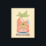 "Bring Earmuffs!" Screaming Mandrake Graphic キャンバスプリント<br><div class="desc">Add a dose of magical humor to your collection with this playful “Bring Earmuffs!” design. Featuring a hand holding a mandrake mid-pull — roots wriggling and mouth wide open — this bold illustration captures one of the most unforgettable lessons from Herbology class. With its vintage-inspired color palette and retro poster-style...</div>