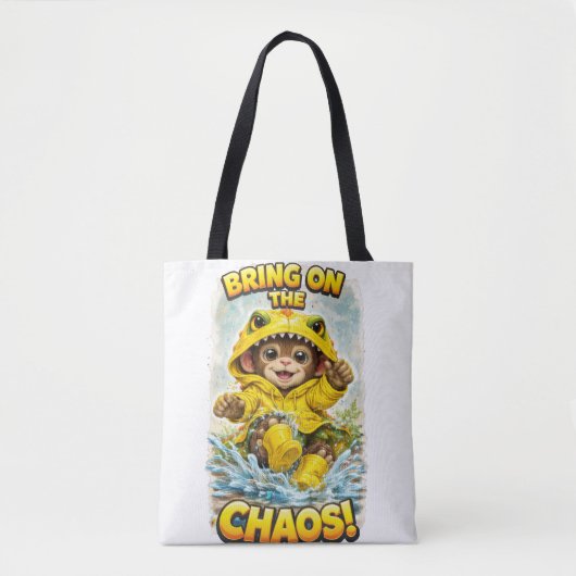 Bring on the Chaos Cute Dino Tote Bag トートバッグ (正面)