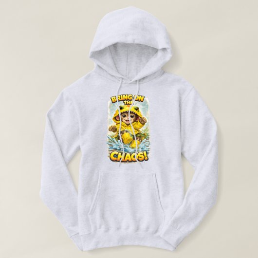 Bring on the Chaos Hoodie Cute Rain Dino パーカ (デザイン正面)