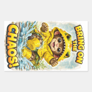 Bring on the Chaos Sticker Cute Dino 長方形シール