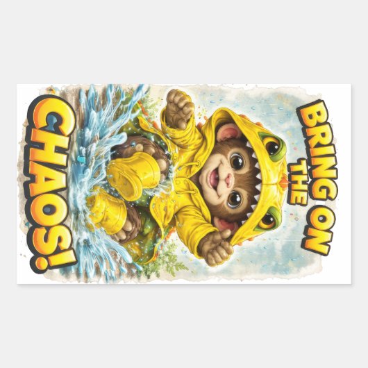 Bring on the Chaos Sticker Cute Dino 長方形シール (正面)