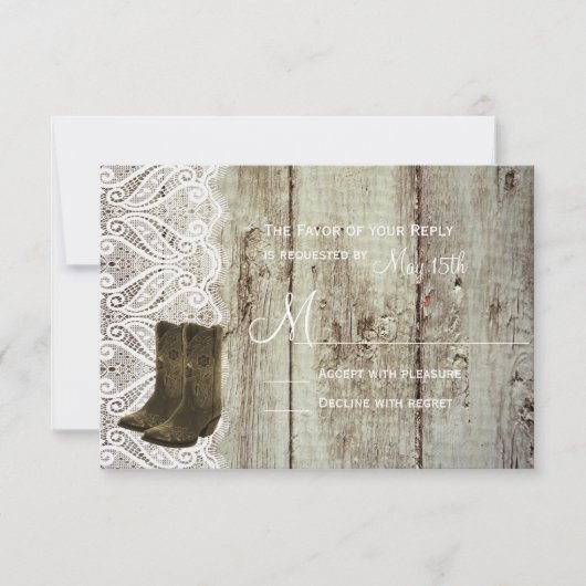 Bring Your Boots Country Wedingの出欠届けカード 出欠カード (正面)