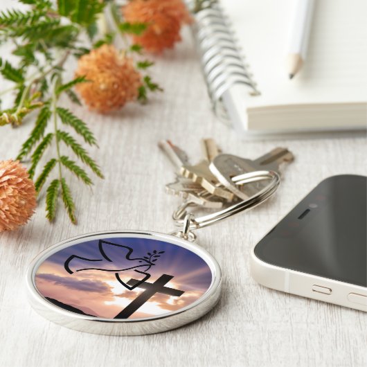 Bringing Peace Keychain; Dove Keychain; Religious  キーホルダー (側面)