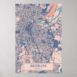 Brisbane Australia Breezy City Map Travel ポスター