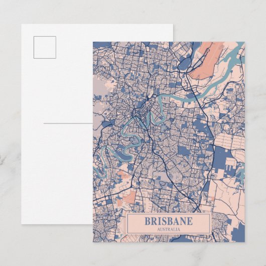 Brisbane Australia Breezy City Map Travel ポストカード (正面/裏面)