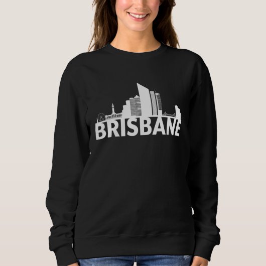 Brisbane Australia City Skyline Silhouette Outline スウェットシャツ (正面)