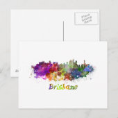 Brisbane skyline in watercolor ポストカード (正面/裏面)