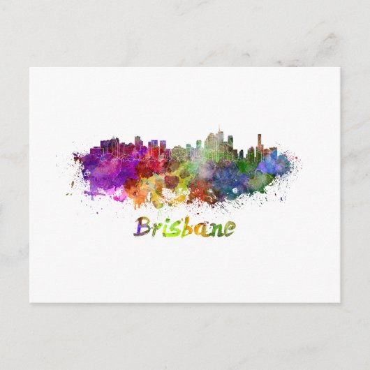 Brisbane skyline in watercolor ポストカード (正面)