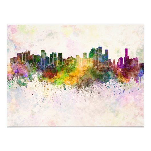 Brisbane skyline in watercolor background フォトプリント            (正面)
