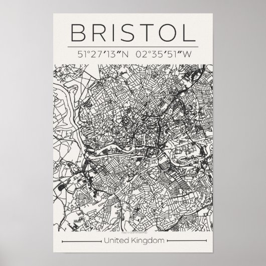 Bristol City Map Poster – Modern Minimal Urban Art ポスター (正面)