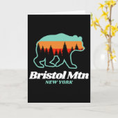 Bristol Mountain New York Skiing Snowboarding Bear カード (黄色い花)