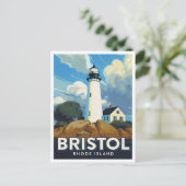 Bristol Rhode Island Lighthouse Art ポストカード (スタンド正面)